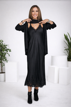 Valérie | Satin Maxi Dress & Fine Knit Sweater Set