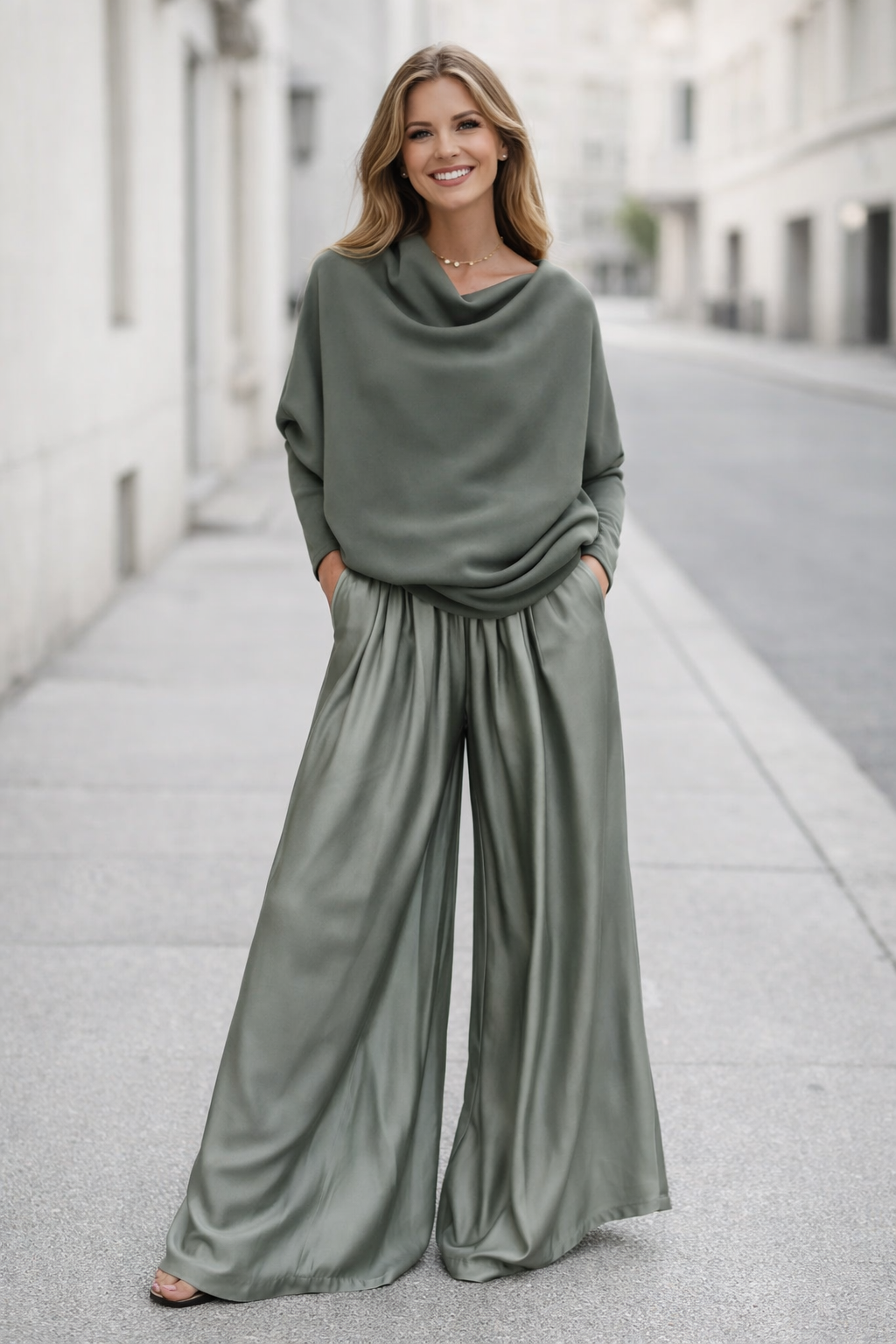 Nysa | Satin Trousers and Blouse Set