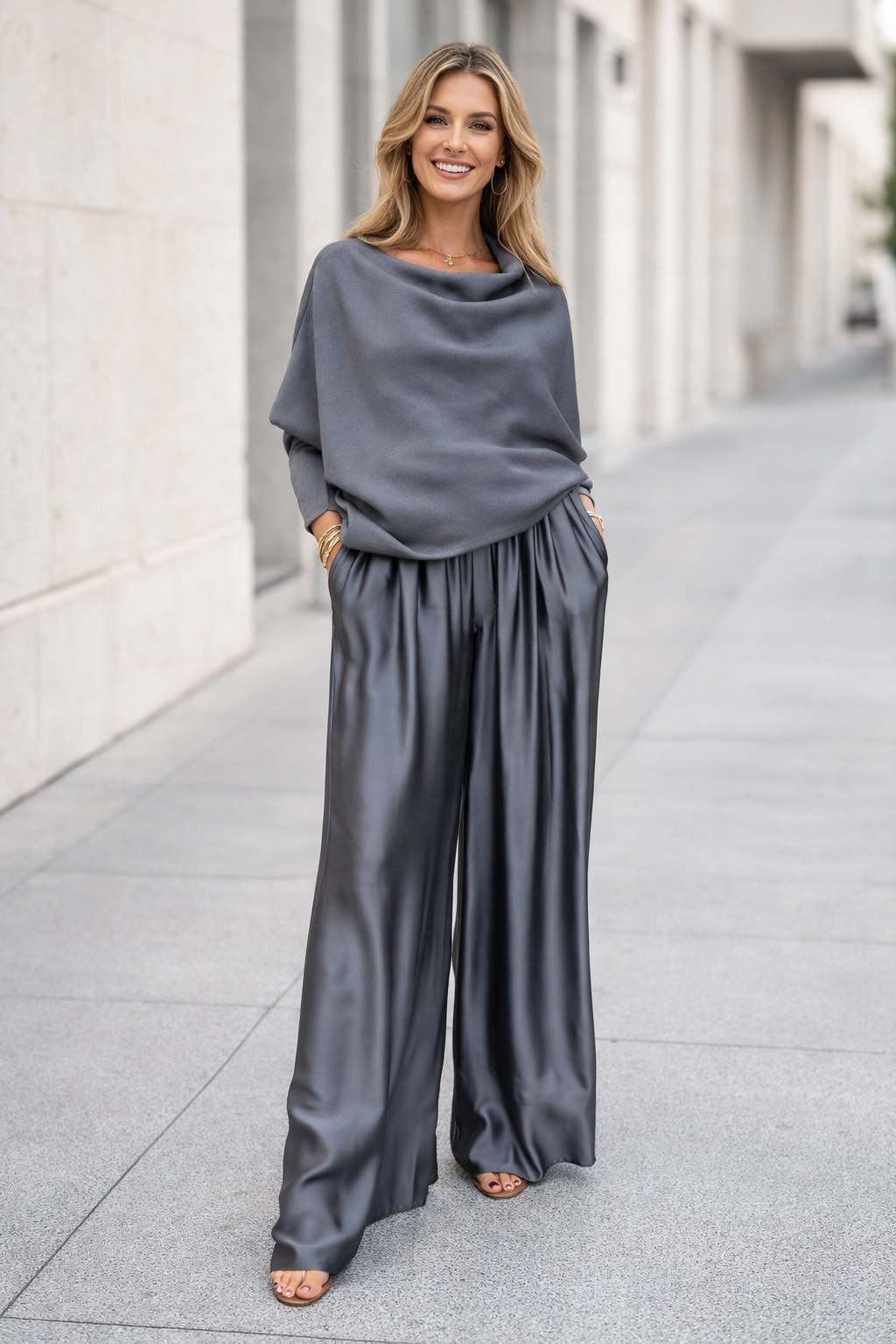 Nysa | Satin Trousers and Blouse Set