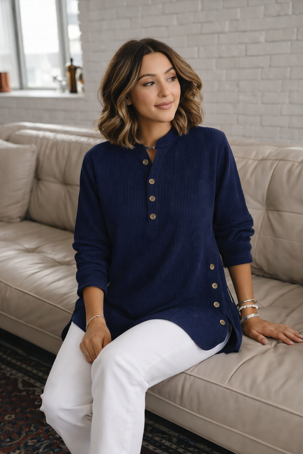 Hannah | Cord Henley Top