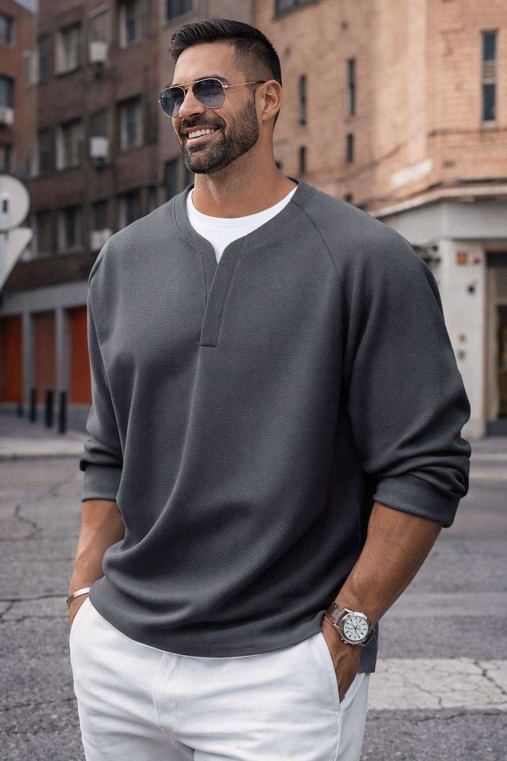 Brogan | Long-Sleeved Henley Shirt with Comfortable Fit