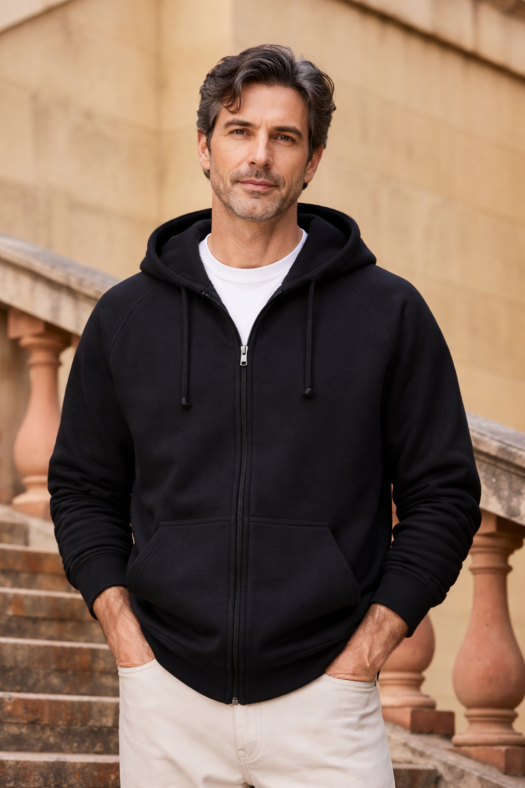 Orleane | Neutral - Men's Hooded Sweat Jacket