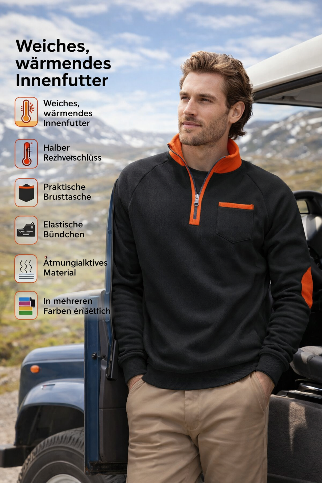 Lovas | Men's Jumper with Half Zip