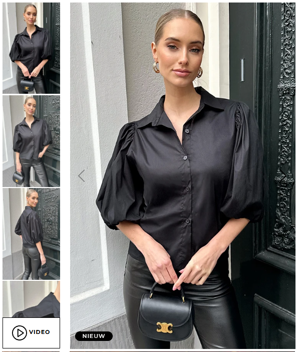 Classic Puff Sleeve Blouse Cotton Black