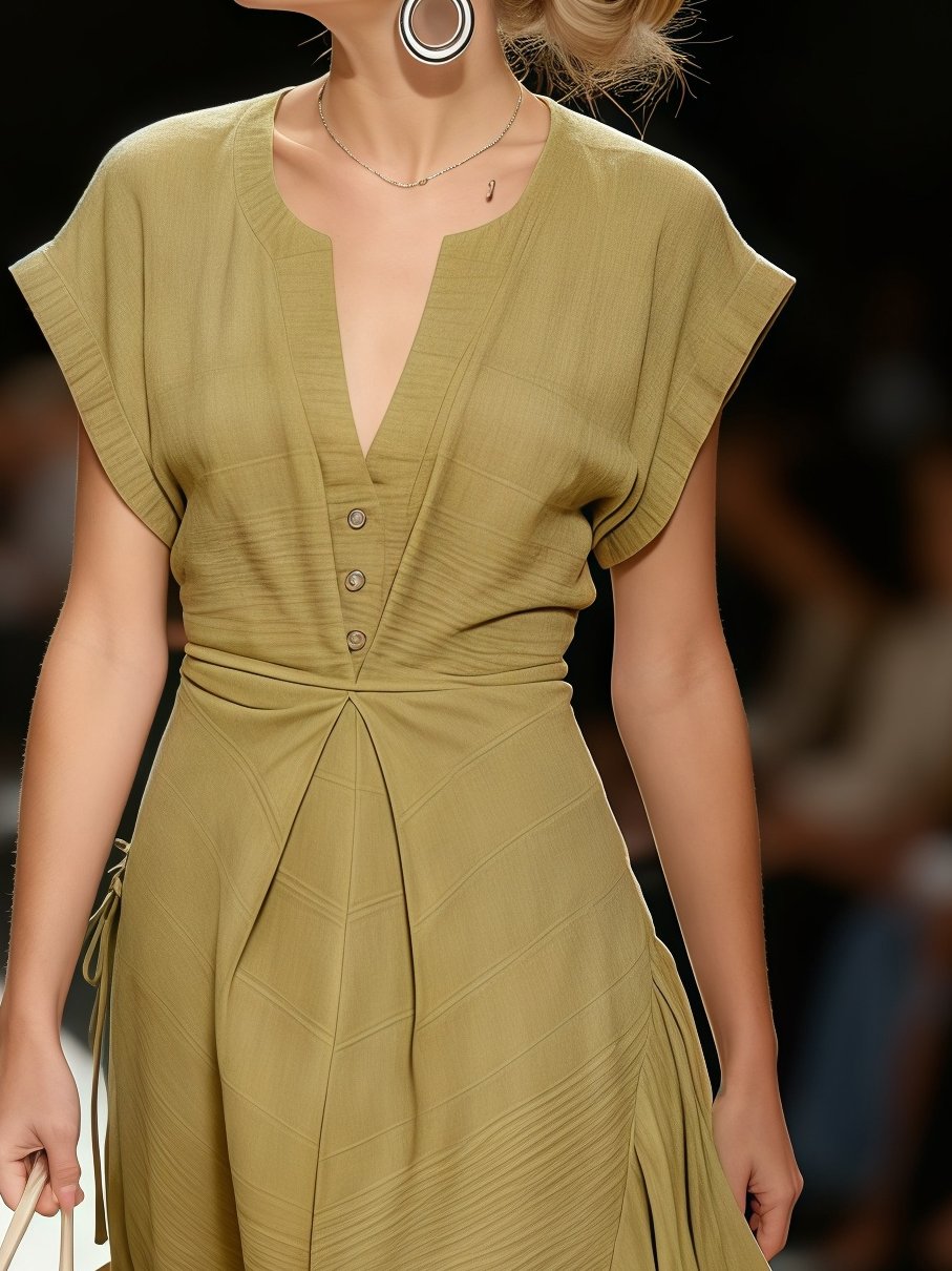 Evelyne | Midi Dress with Buttons and Wrap Look