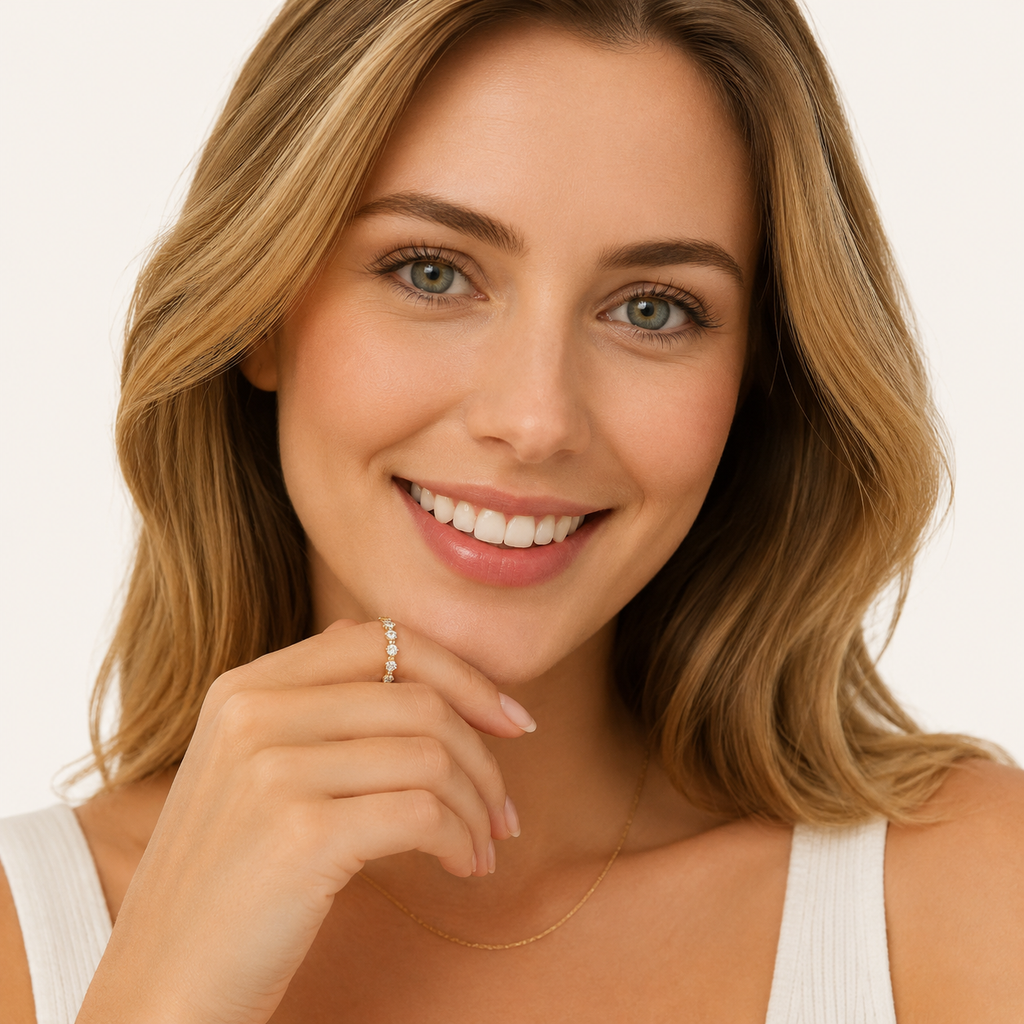 Roos | Ring Goudkleur Geometrie Cubic Zirkonia Minimalistische Stapelringen