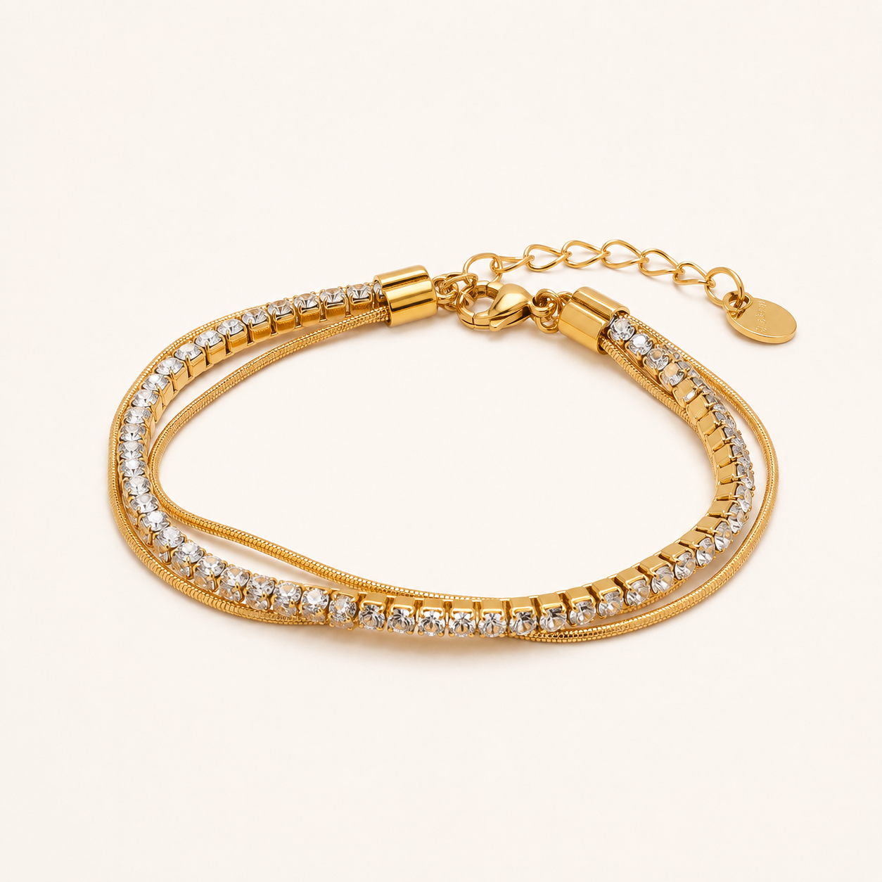 Mia | Gelaagde Roestvrijstalen Armband met Cubic Zirconia