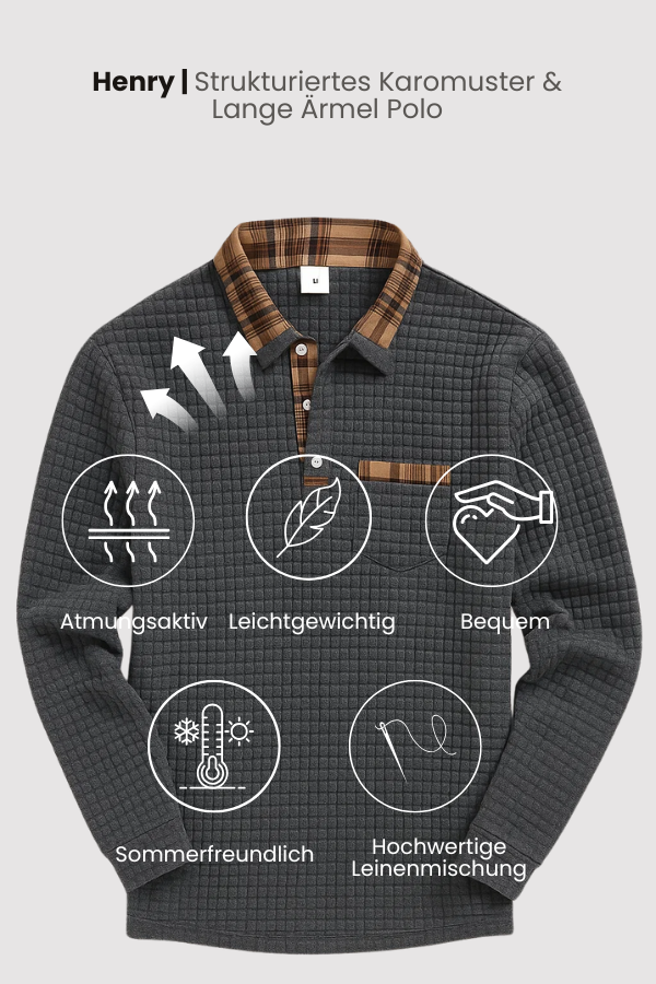 Henry | Structured Check Pattern & Long Sleeve Polo