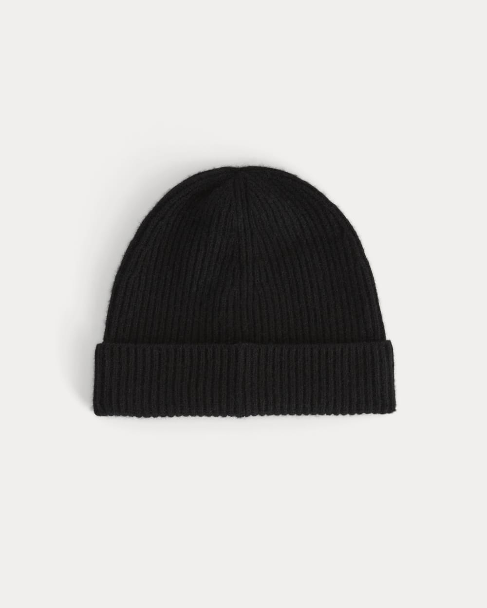 Cashmere Beanie with Ribbed Trim | Black