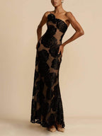 Maxi Dress with Flame Flower Pattern