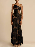 Maxi Dress with Flame Flower Pattern