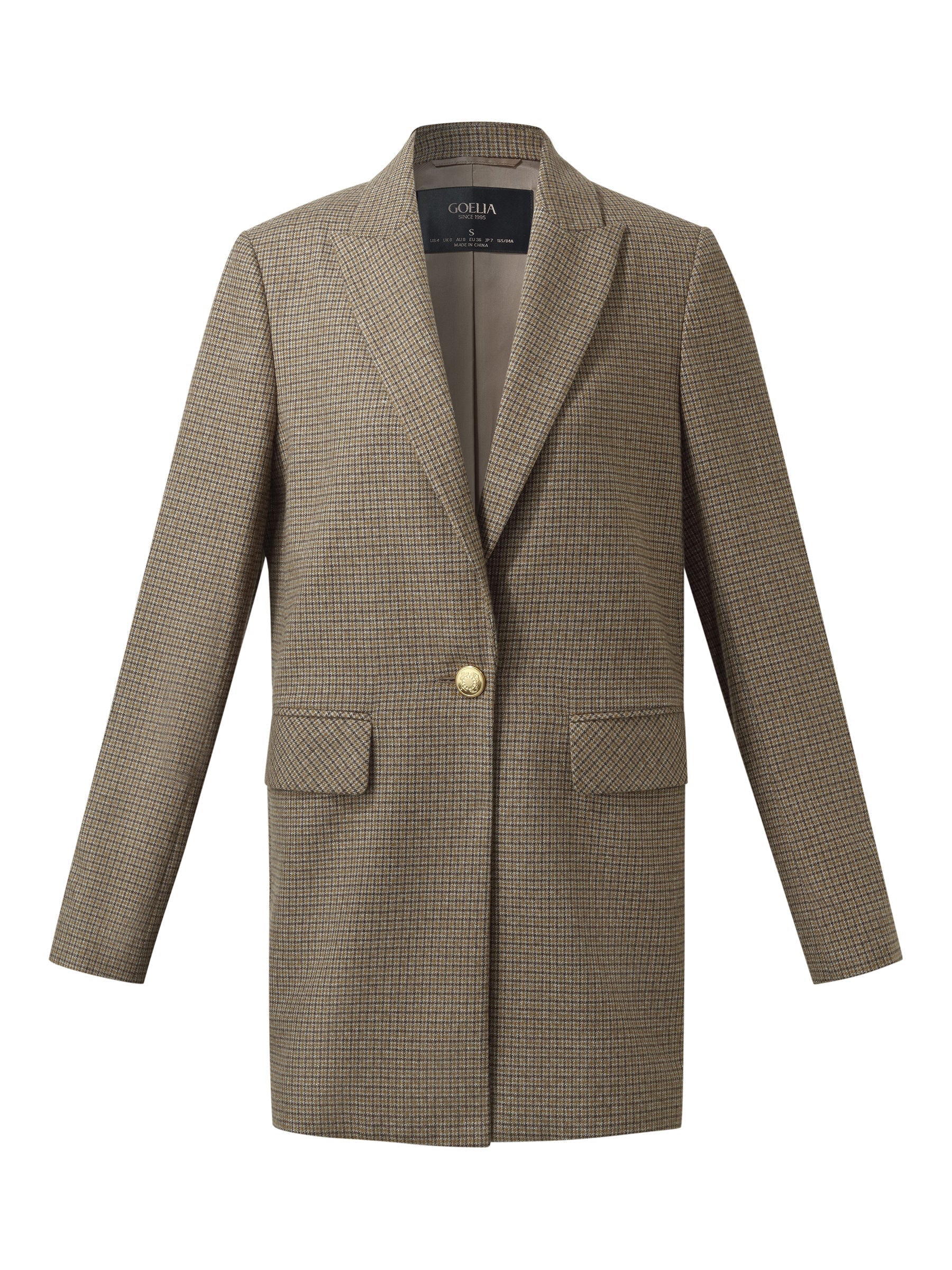 Women's Checked Jacket with Cut-Out Collar