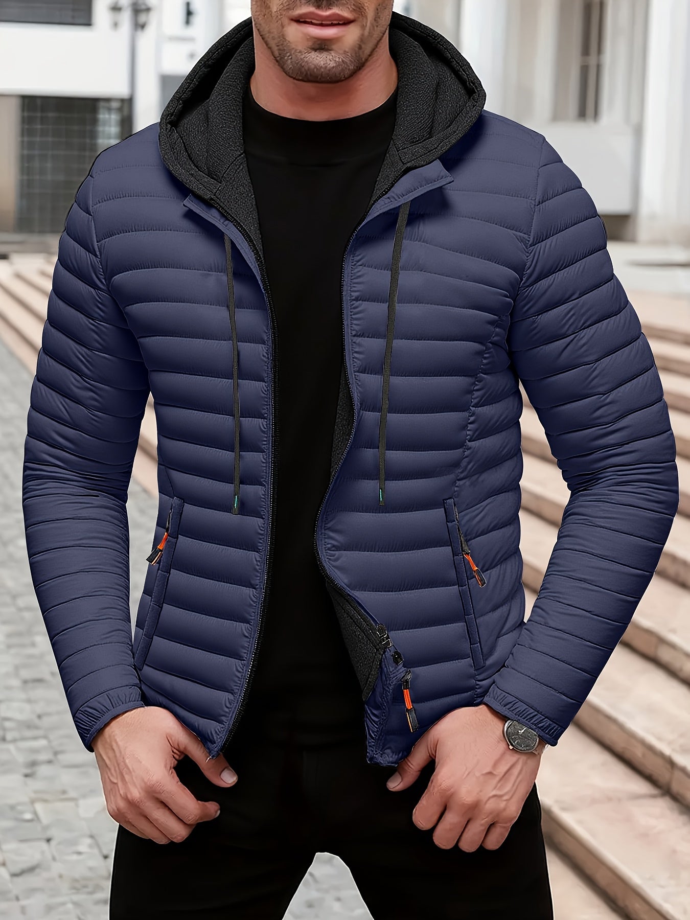 Dielmar - Quilted Hooded Jacket with Front Zip