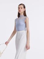 Women's Top with Ruffles Made from Tencel and Wool