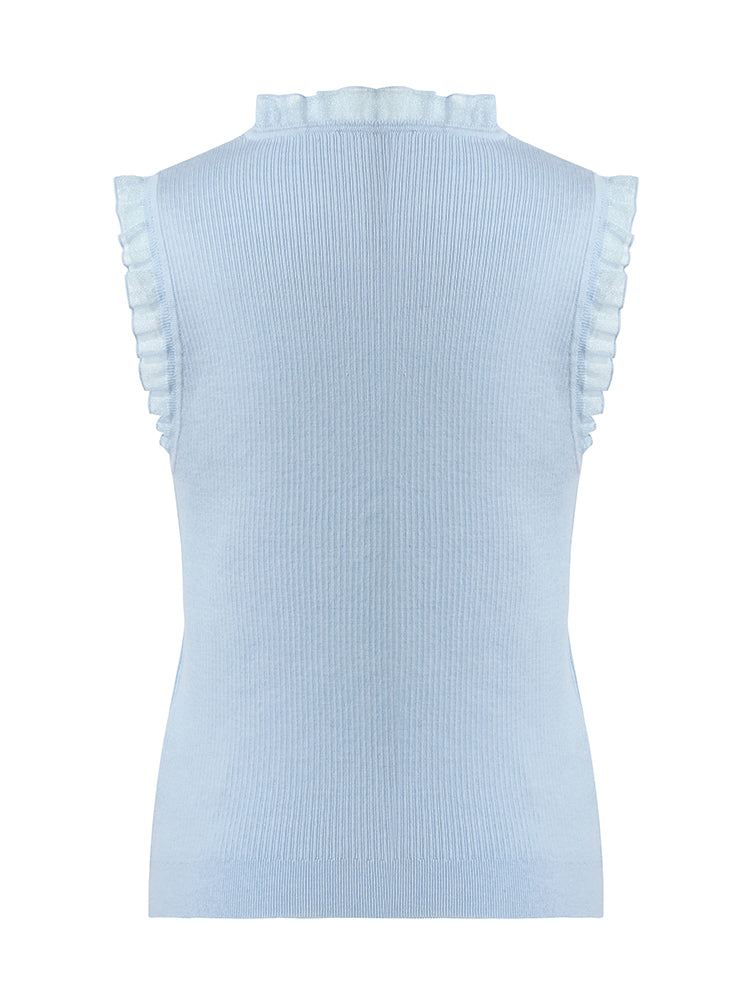 Women's Top with Ruffles Made from Tencel and Wool