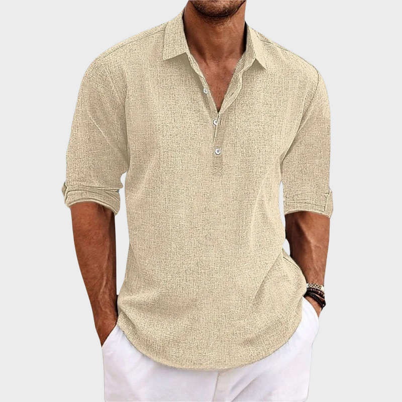 Eberhard – Casual Long-Sleeve Shirt Made from Cotton and Linen