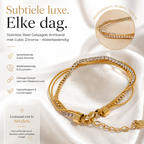 Mia | Gelaagde Roestvrijstalen Armband met Cubic Zirconia
