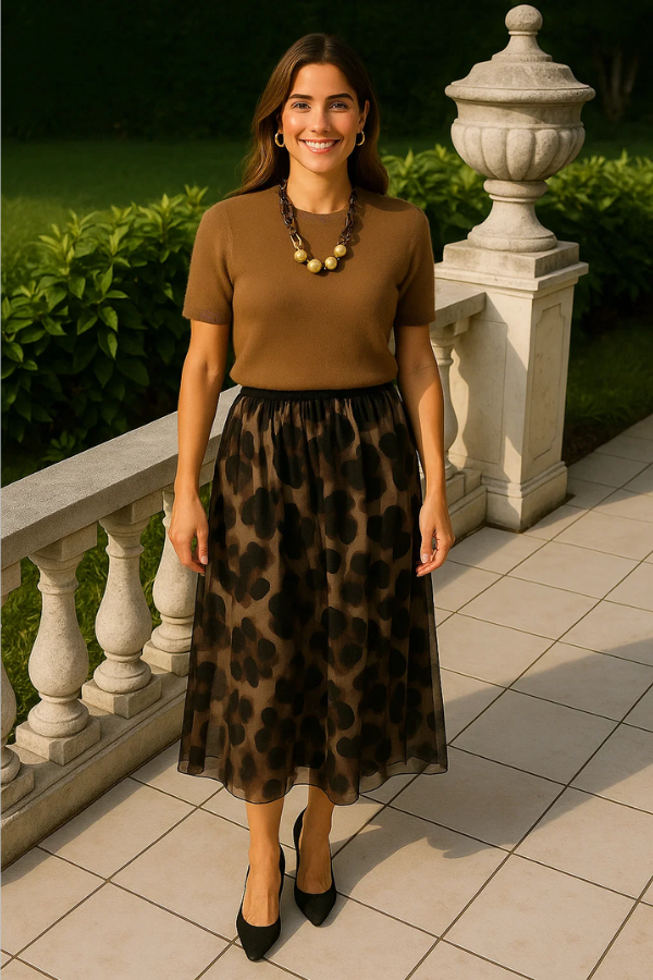 Leona | Sweater & Flowing Leopard Skirt Set