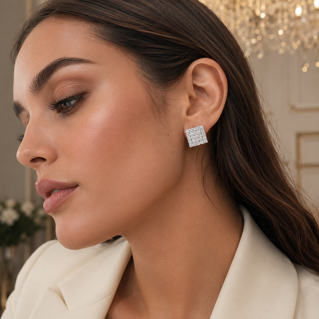 Zid | Sprankelende Zilveren Kleur Witte CZ Stud