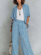 Orielle | Set with Striped Shirt and Wide Trousers