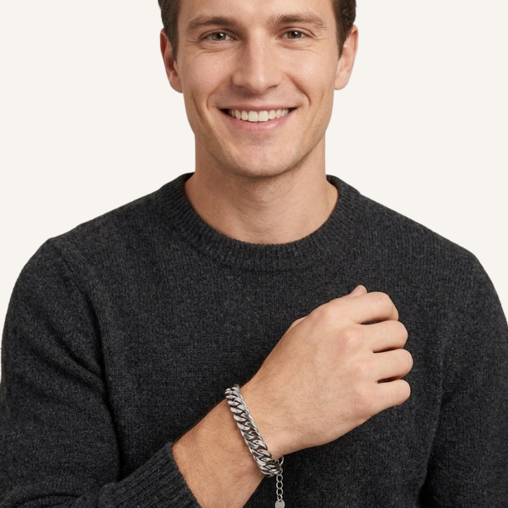 James | Platte 10 mm Cubaanse Schakelarmband in Zilver