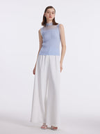 Women's Top with Ruffles Made from Tencel and Wool