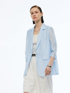 Ladies' Jacket Made from a Blend of Tencel and Linen with 3/4 Sleeves