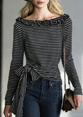 Nerina | T-Shirt with Stripes and Tie Detail