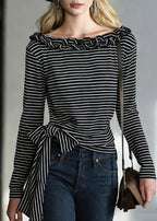 Nerina | T-Shirt with Stripes and Tie Detail