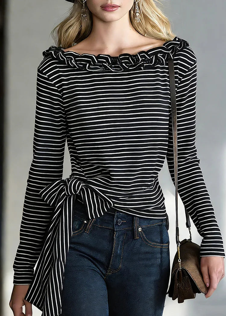 Nerina | T-Shirt with Stripes and Tie Detail