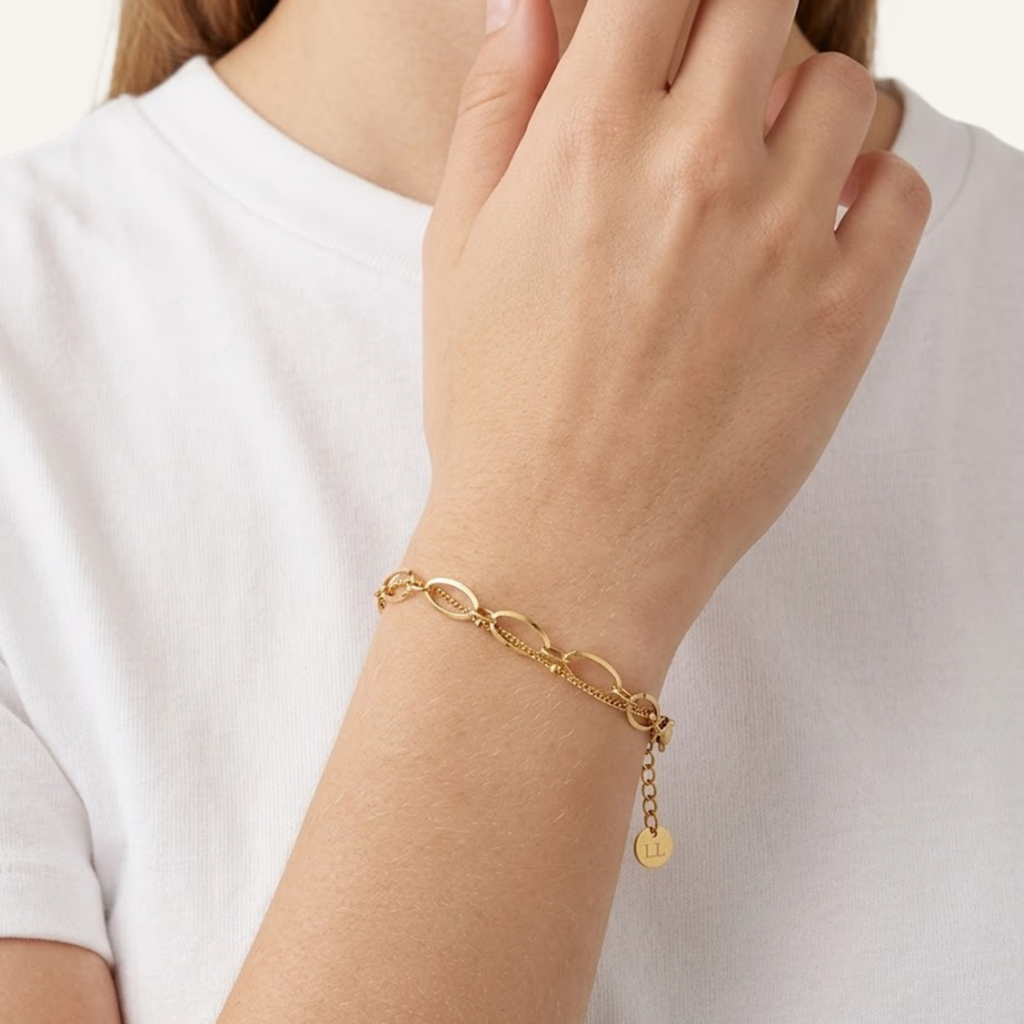 Grace | Gevlochten Armband met Gouden Balletjes