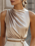 Mina | Draped satin sleeveless top