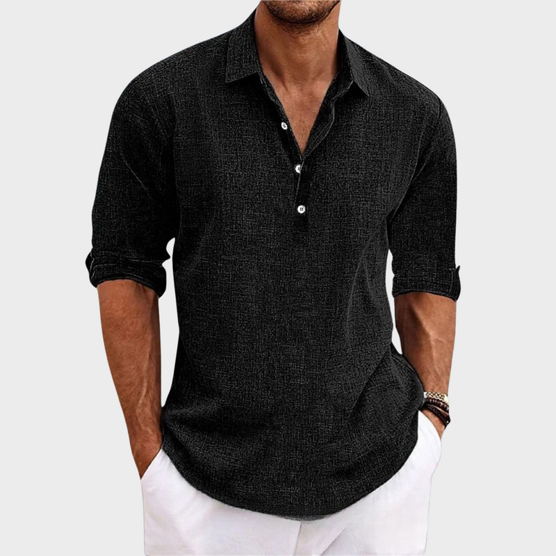 Eberhard – Casual Long-Sleeve Shirt Made from Cotton and Linen