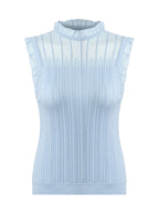 Women's Top with Ruffles Made from Tencel and Wool