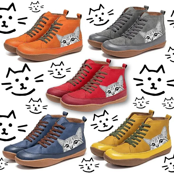 Unisex Shoes with Cat Print