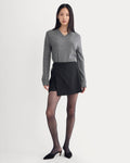 Mini Wrap Skirt in Tailored Twill | Black