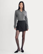 Mini Wrap Skirt in Tailored Twill | Black