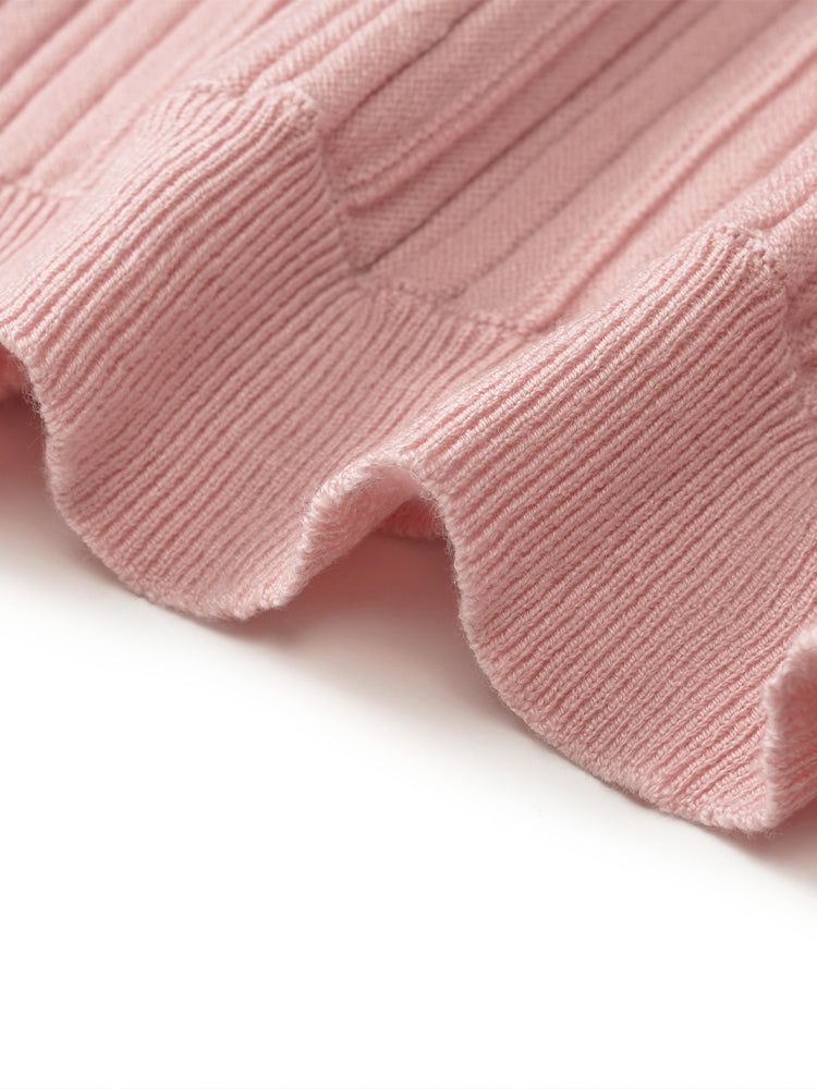 Women's Top with Ruffles Made from Tencel and Wool