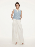 Women's Polo Sweater with Contrast Collar