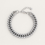 James | Platte 10 mm Cubaanse Schakelarmband in Zilver