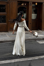 Jasmin Retro Maxi Dress with Bardot Neckline