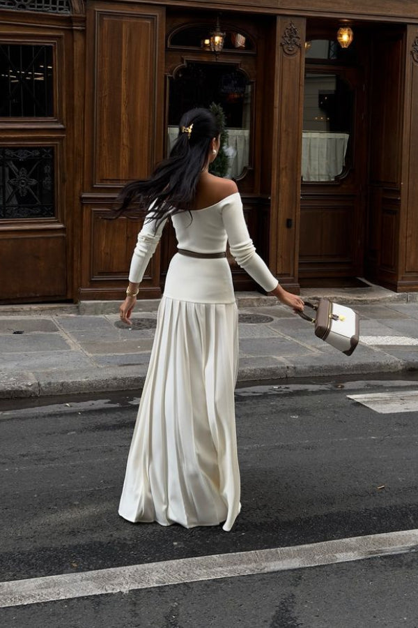 Jasmin Retro Maxi Dress with Bardot Neckline