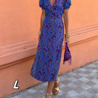 Dress with Slit and Floral Pattern