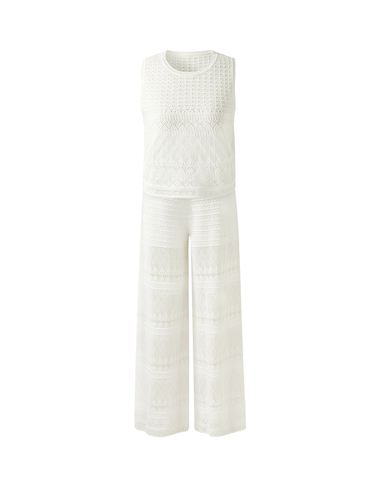 Cotton Top with Cut-Outs and Trousers - Two-Piece Set