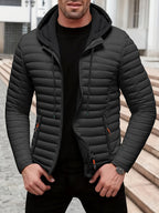 Dielmar - Quilted Hooded Jacket with Front Zip
