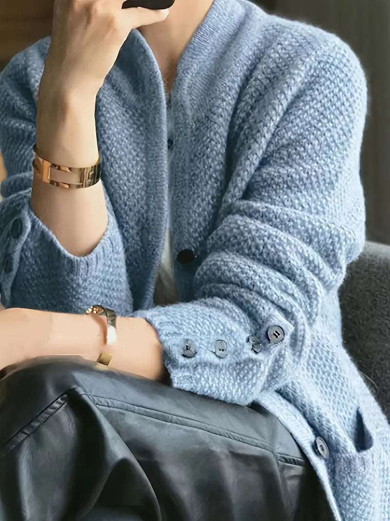 Women's Cardigan – Wool Blend, Button Design & Classic Comfort