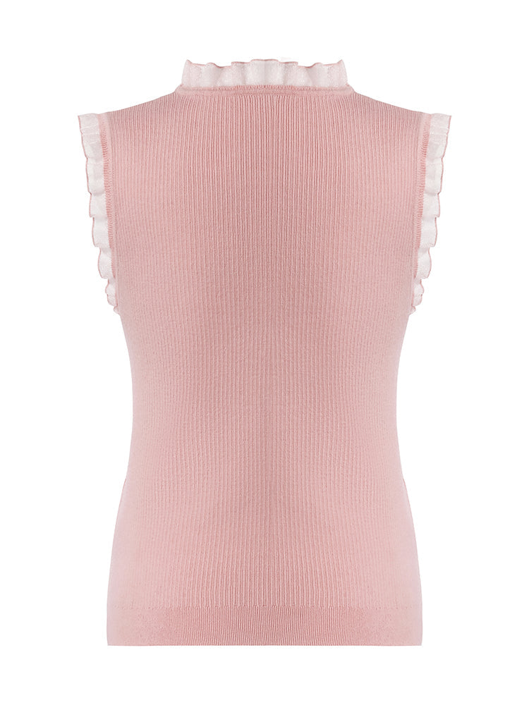 Women's Top with Ruffles Made from Tencel and Wool