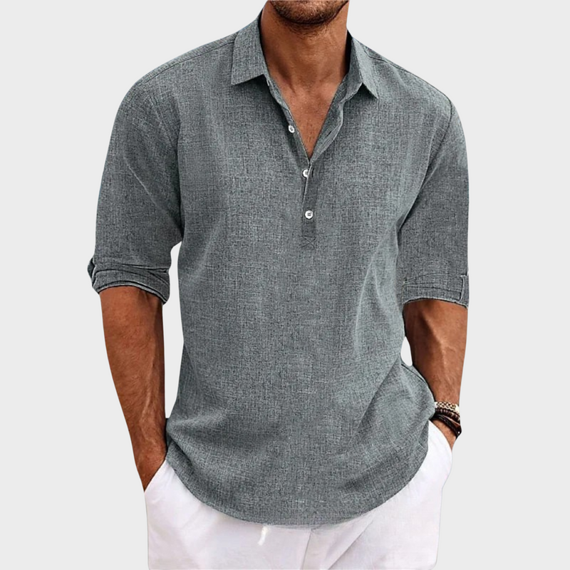 Eberhard – Casual Long-Sleeve Shirt Made from Cotton and Linen