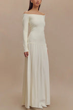Jasmin Retro Maxi Dress with Bardot Neckline
