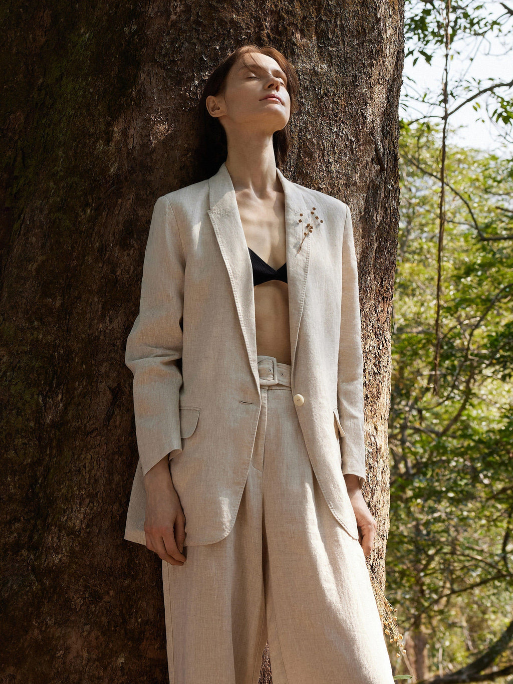 100% Linen Women's Jacket with Back Vent and One Button